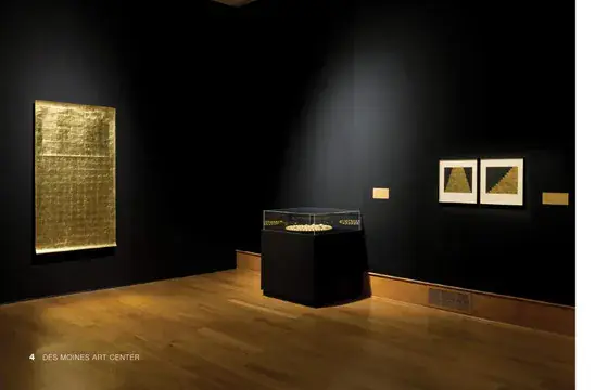 Installation of Zarina’s work in Alchemy: Transformations in Gold at the Des Moines Art Center