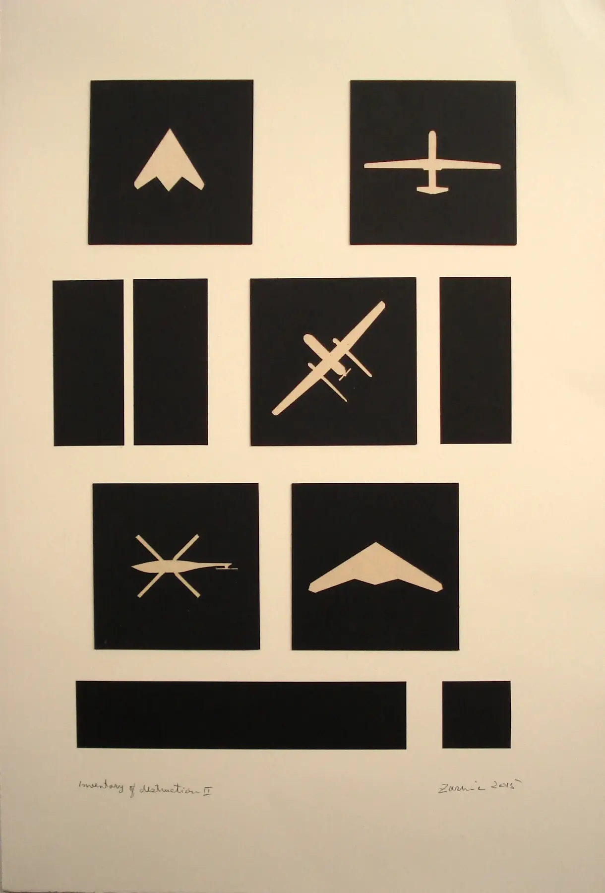 Inventory of Destruction II, 2015, by Zarina