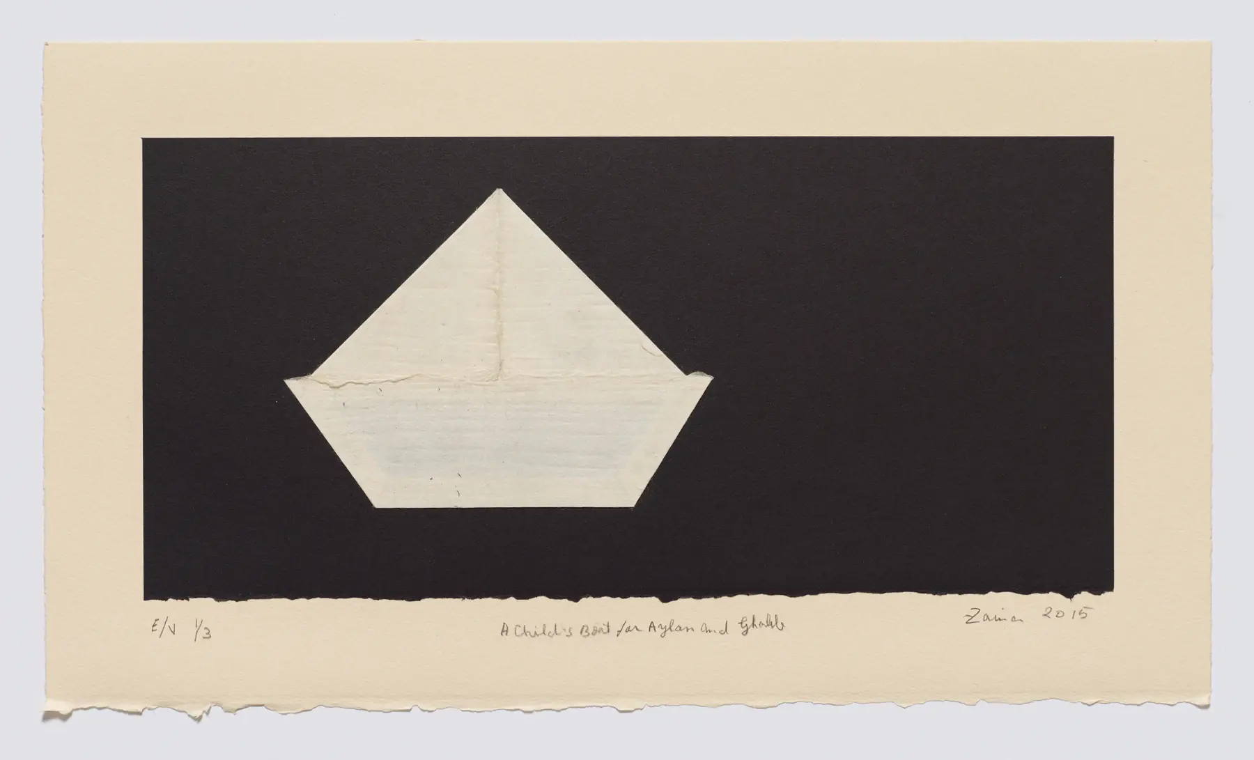 A Child's Boat for Aylan and Ghalib, 2015, by Zarina