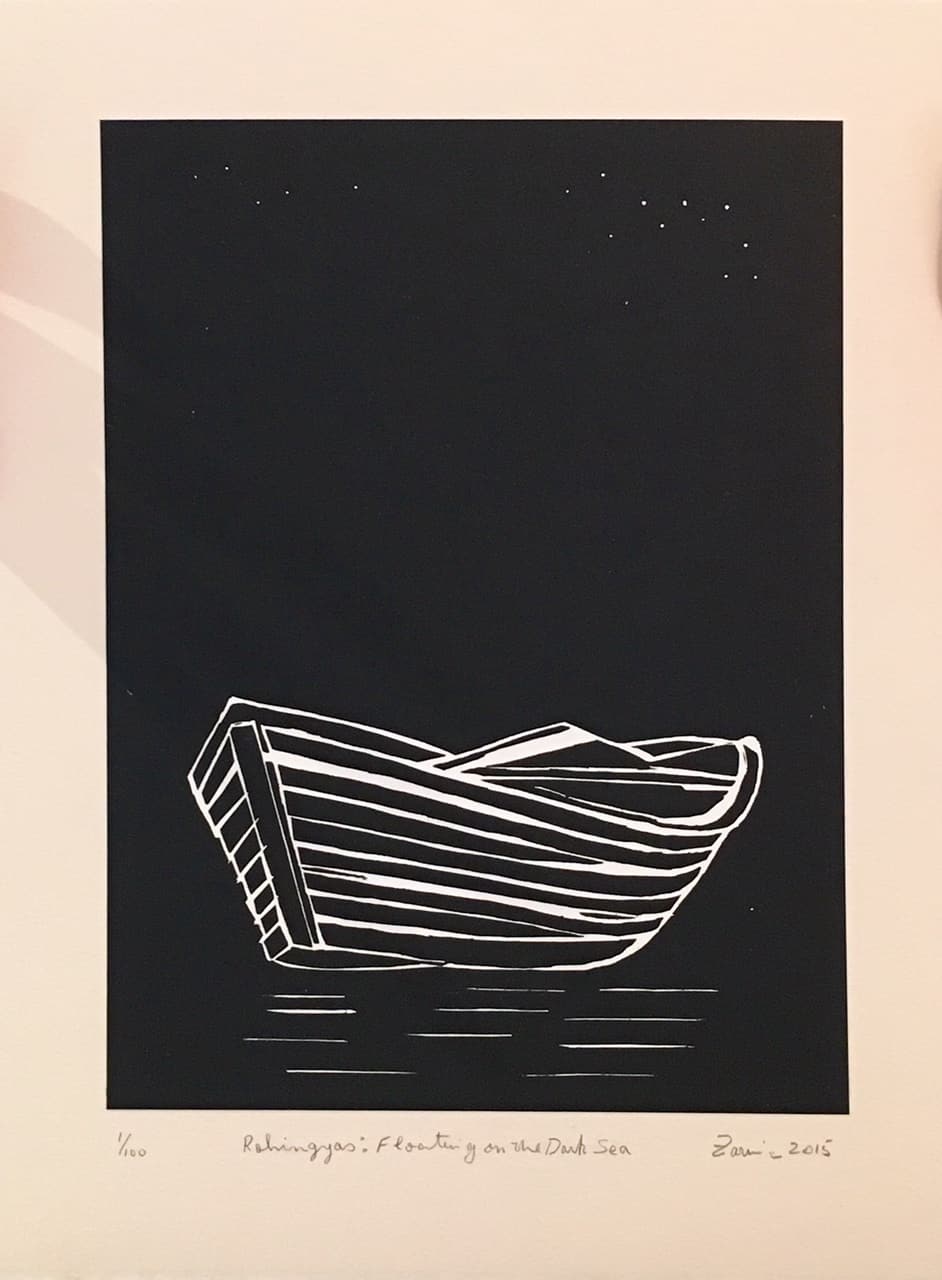 Rohingyas: Floating on the Dark Sea, 2015, by Zarina