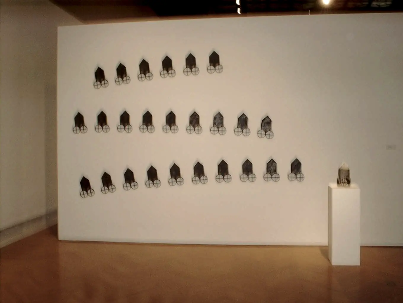 Installation view of Zarina’s I Went on a Journey at Mapping a Life, Mills College Art Museum, 2001