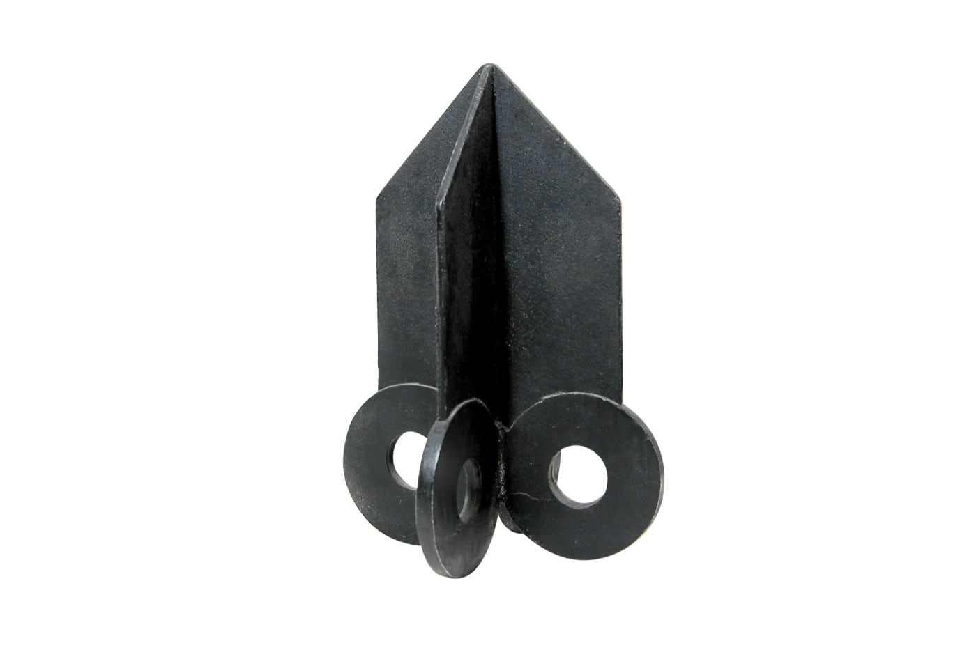House on Wheels II, a black cast-aluminium house form with three circular wheels, by Zarina
