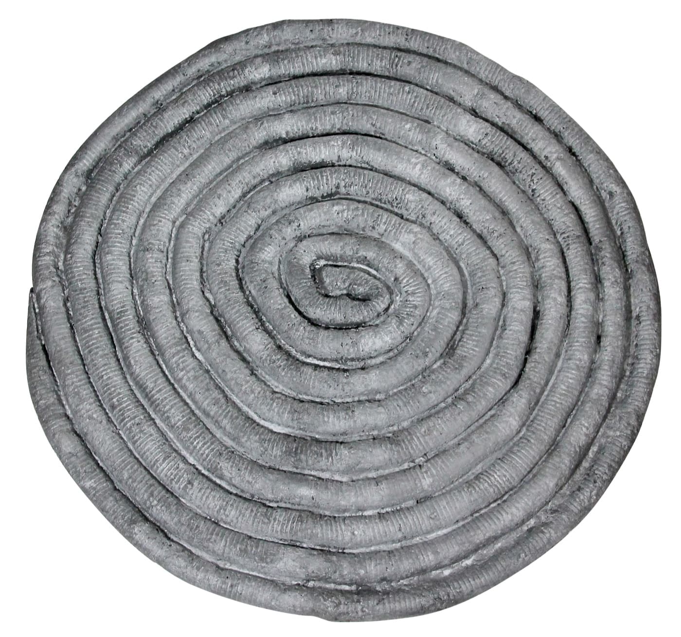 Spiral, 1984, a broad grey cast-paper coil whose ridged surface records pressure, fibre, and repeated movement