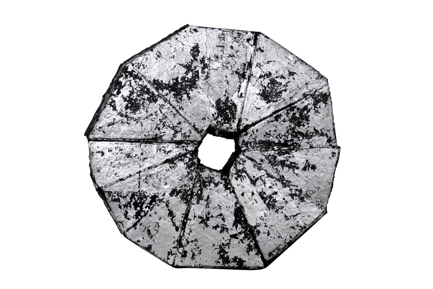 Twisted House, an irregular radial cast-paper relief with an open centre, by Zarina