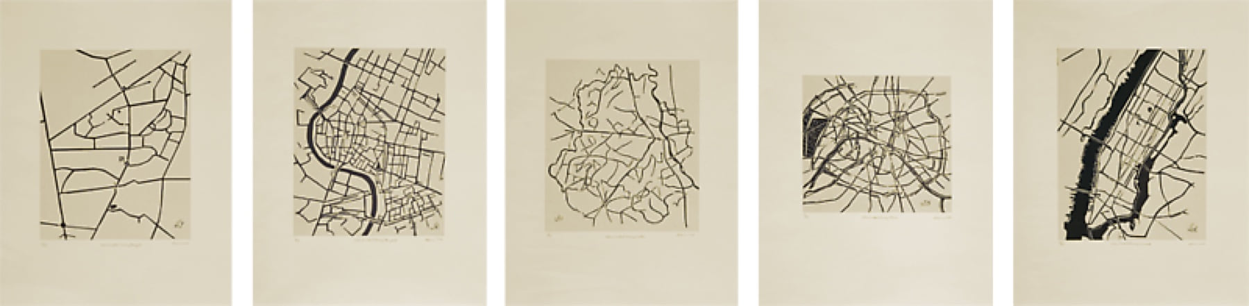 The five sheets of Cities I Called Home by Zarina
