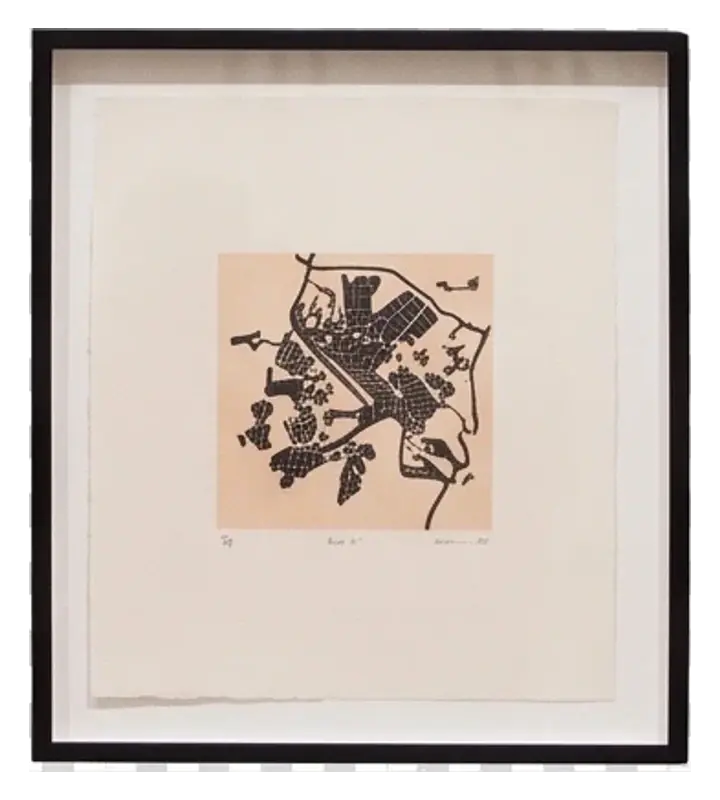 Zarina’s Baghdad, a carved urban map from These Cities Blotted into the Wilderness